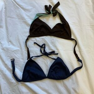Brown and Blue Triangle Bikini Tops